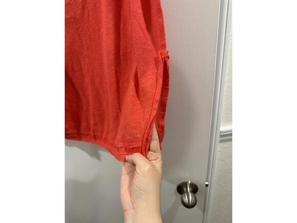 NWT Free People Love Language Red Linen Scoop Neck Henley Tank Top- Size Small - Picture 7 of 9